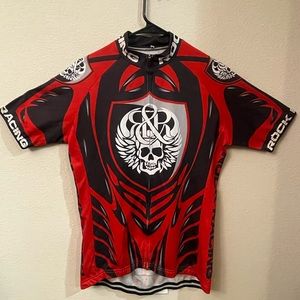 Rock Racing Mens Full Zip Cycling Jersey Medium Red and Black